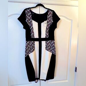 Bodycon dress, figure highlighting accent pattern, brand new